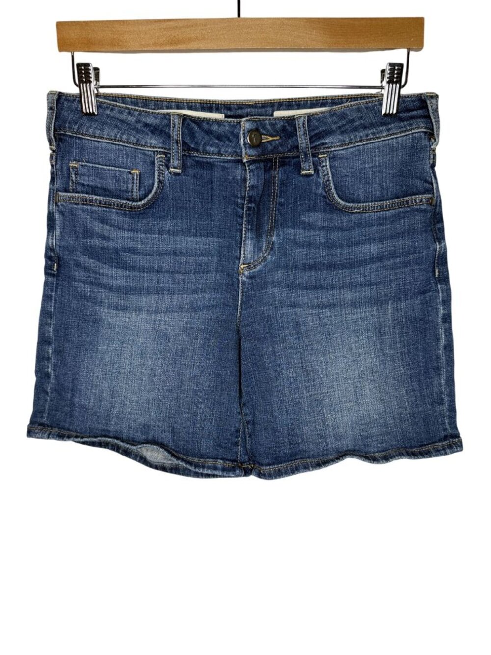 Pilcro and the Letterpress Womens 29 Script Denim Shorts Stretch Blue Jean